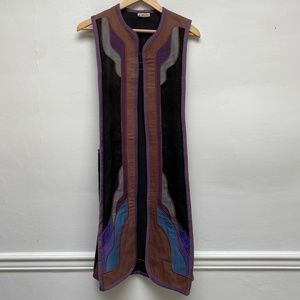 G. Girvin Seattle Duster Vest 70s Color Block Patchwork Small